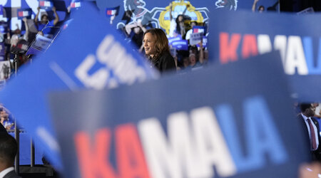 Democratic presidential nominee Vice President Kamala Harris speaks during a campaign event, Friday, Sept. 13, 2024, Wilkes-Barre, Pa. (AP Photo/Jacquelyn Martin)