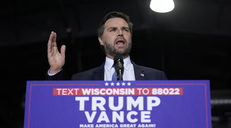 Republican vice presidential nominee Sen. JD Vance, R-Ohio, speaks at a campaign event, Tuesday, Sept. 17, 2024 in Eau Claire, Wis. (AP Photo/Abbie Parr)