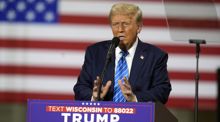 Republican presidential nominee former President Donald Trump speaks at a campaign event at Dane Manufacturing, Tuesday, Oct. 1, 2024, in Waunakee, Wis. (AP Photo/Charlie Neibergall)