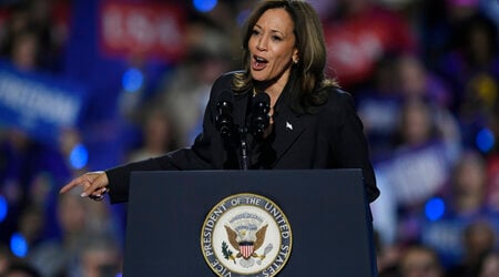 Democratic presidential nominee Vice President Kamala Harris speaks during a campaign rally in Milwaukee, Wis., Friday, Nov. 1, 2024. (AP Photo/Paul Beaty)