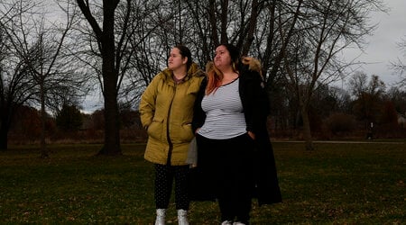 Sadie Perez, left, and her sister Amalia Perez and are seen Thursday, Nov. 28, 2024, in Wisconsin. (AP Photo/Morry Gash)