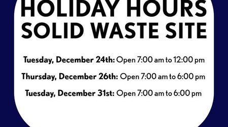 Holiday Solid Waste Hours graphic