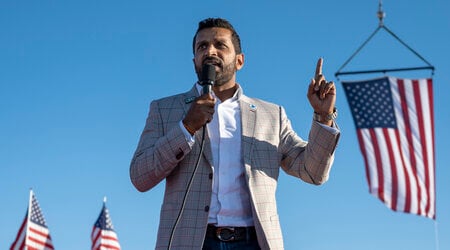 FILE - Kash Patel, former chief of staff to Acting Secretary of Defense Christopher Miller, speaks at a rally in Minden, Nev., Oct. 8, 2022. (AP Photo/José Luis Villegas, File)