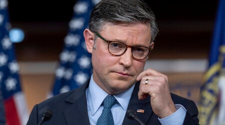 Speaker of the House Mike Johnson, R-La., speaks to reporters at the Capitol in Washington, Tuesday, Dec. 17, 2024. (AP Photo/J. Scott Applewhite)