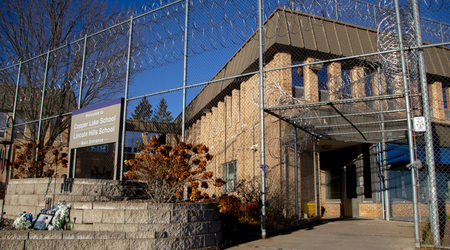 The main entrance of Lincoln Hills School and Copper Lake School is shown on Nov. 1, 2024, in Irma, Wis. Six years after the Wisconsin Legislature approved a plan to close the embattled youth prison, Republicans and Democrats are blaming each other for delays that have kept the complex open. (Drake White-Bergey for Wisconsin Watch)