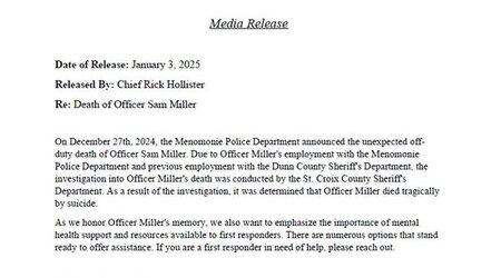 Menomonie Police Press Release