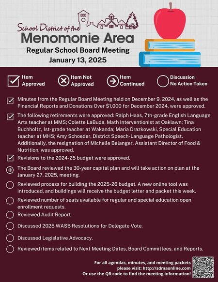 school board meeting summary