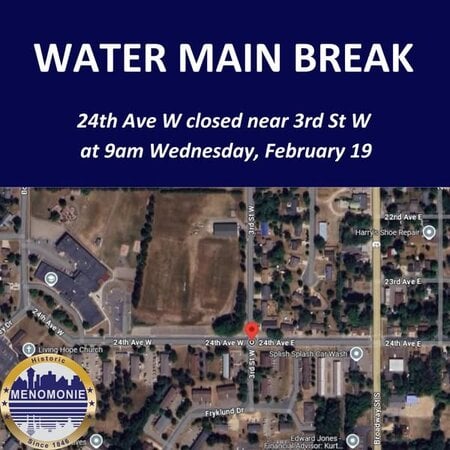 graphic and map of water main break