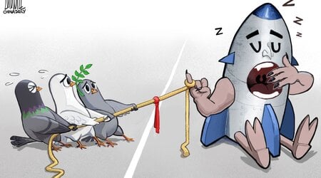 tug of war cartoon