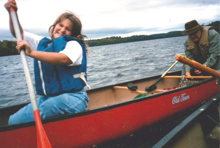 When kids are shorter simpler trips work the best, and as they get older the trips can increase in length and complexity  In one photo Marissa and Grandpa are paddling on a day trip that was a part of a three day trip to Brule Lake in the Boundary Waters.