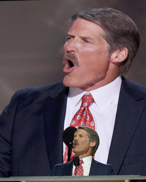 U.S. Senate candidate ERIC HOVDE from Wisconsin speaks on the second day of the Republican National Convention at Fiserv Forum in Milwaukee, Wisconsin Tuesday July 16, 2024./Mark Hertzberg for Racine County Eye