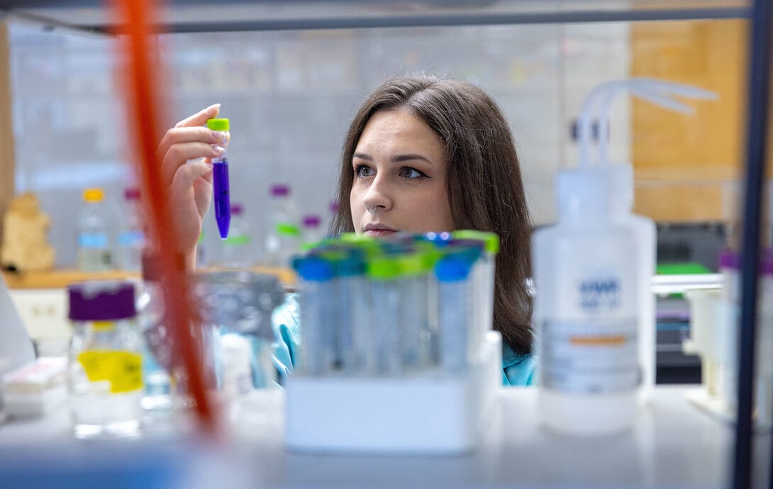 Anna Brooks works on a research project in a UW-Stout lab.