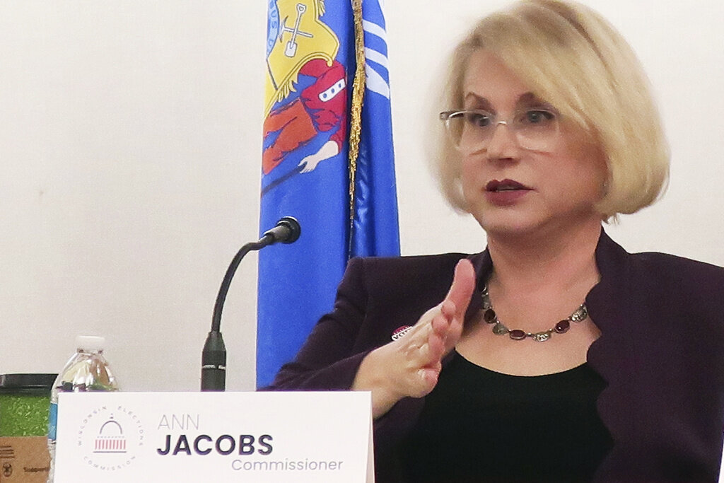 FILE - Ann Jacobs is shown at a Wisconsin Elections Commission meeting on Nov. 2, 2023, in Madison. (AP Photo/Scott Bauer)