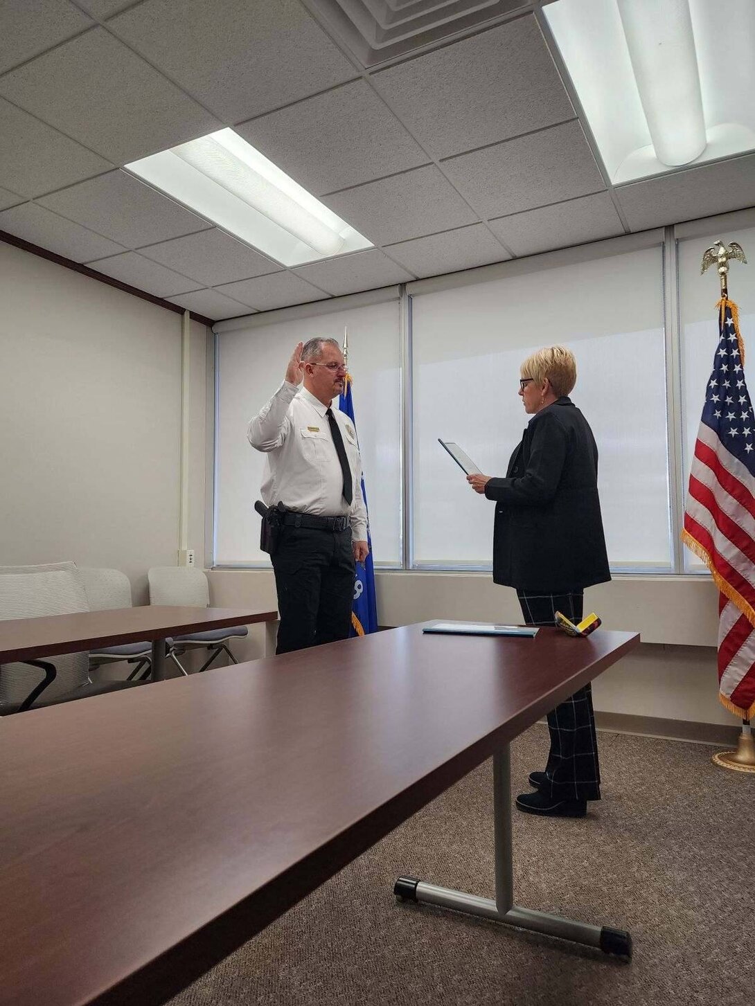 Chancellor Frank, swearing in the new Chief of Police