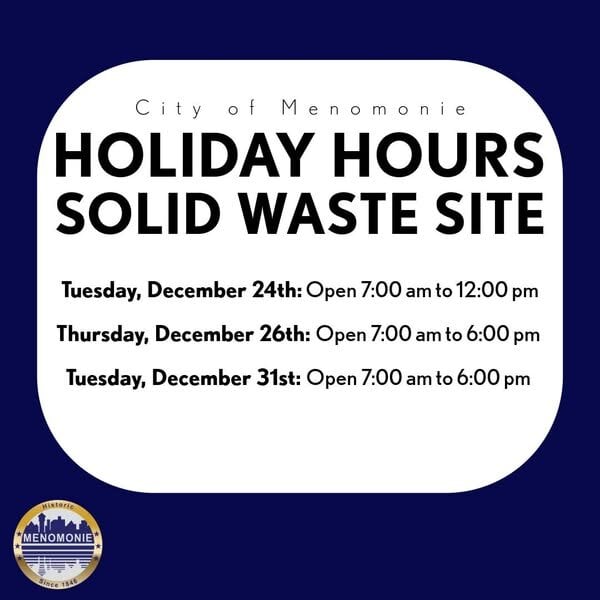 Holiday Solid Waste Hours graphic