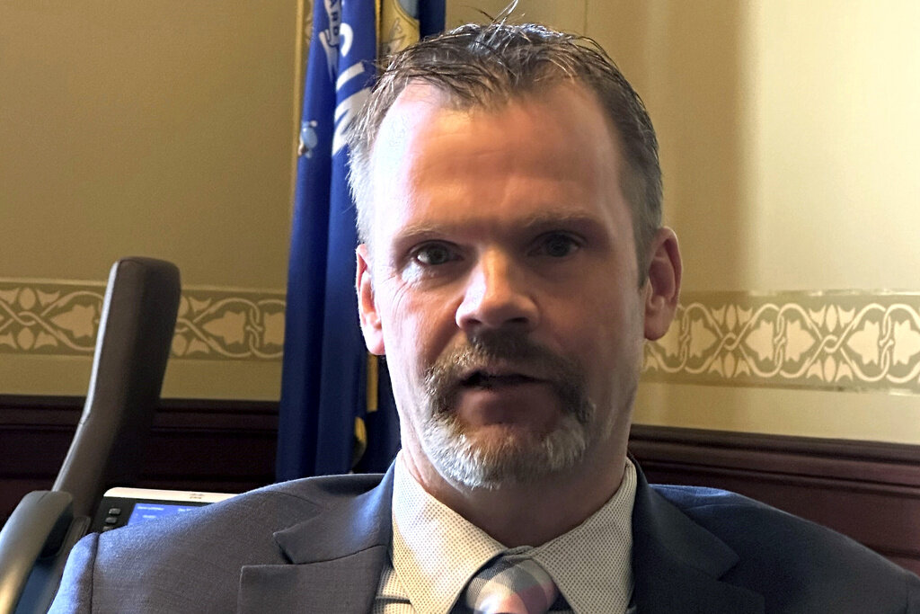 Wisconsin Senate Majority Leader Devin LeMahieu speaks during an interview on Tuesday, Dec. 17, 2024, in Madison, Wisconsin. (AP Photo/Scott Bauer, File)