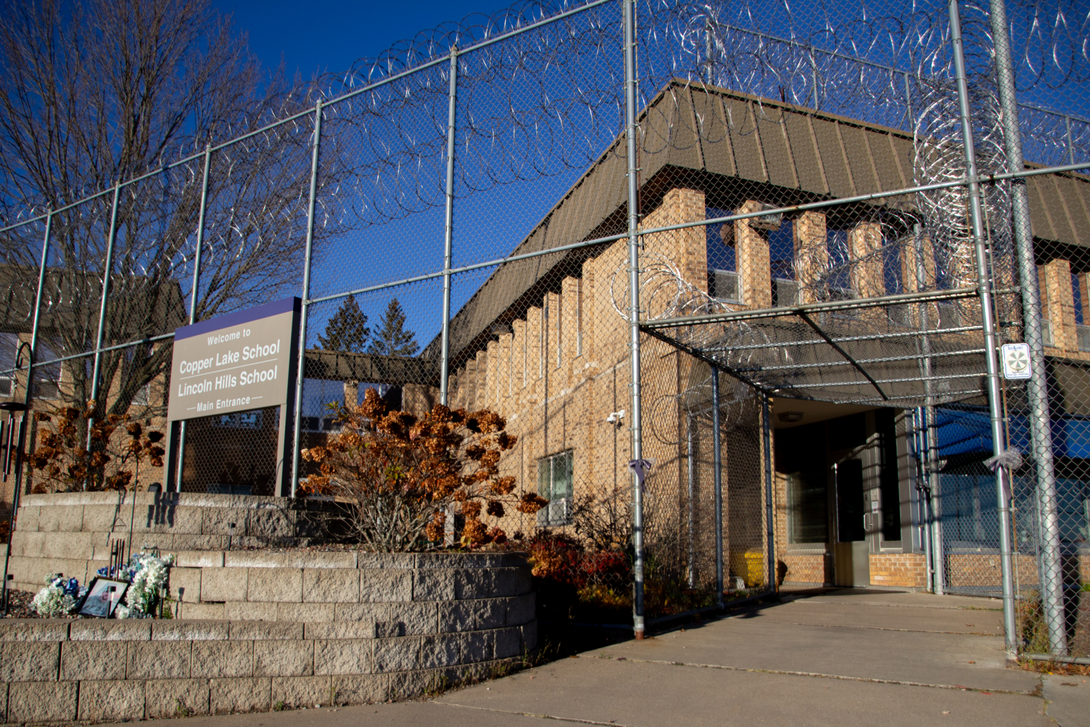 The main entrance of Lincoln Hills School and Copper Lake School is shown on Nov. 1, 2024, in Irma, Wis. Six years after the Wisconsin Legislature approved a plan to close the embattled youth prison, Republicans and Democrats are blaming each other for delays that have kept the complex open. (Drake White-Bergey for Wisconsin Watch)