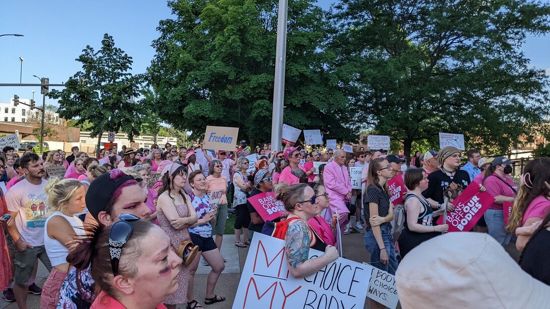 crowd at rally in Eau Claire