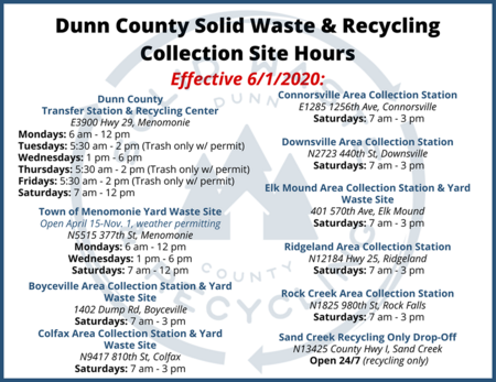 Dunn County Waste Hours