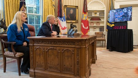 Resolute desk and occupant