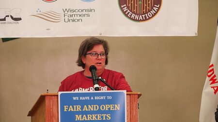 Sarah Lloyd speaks at rally