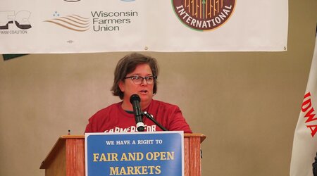 Sarah Lloyd speaks at rally